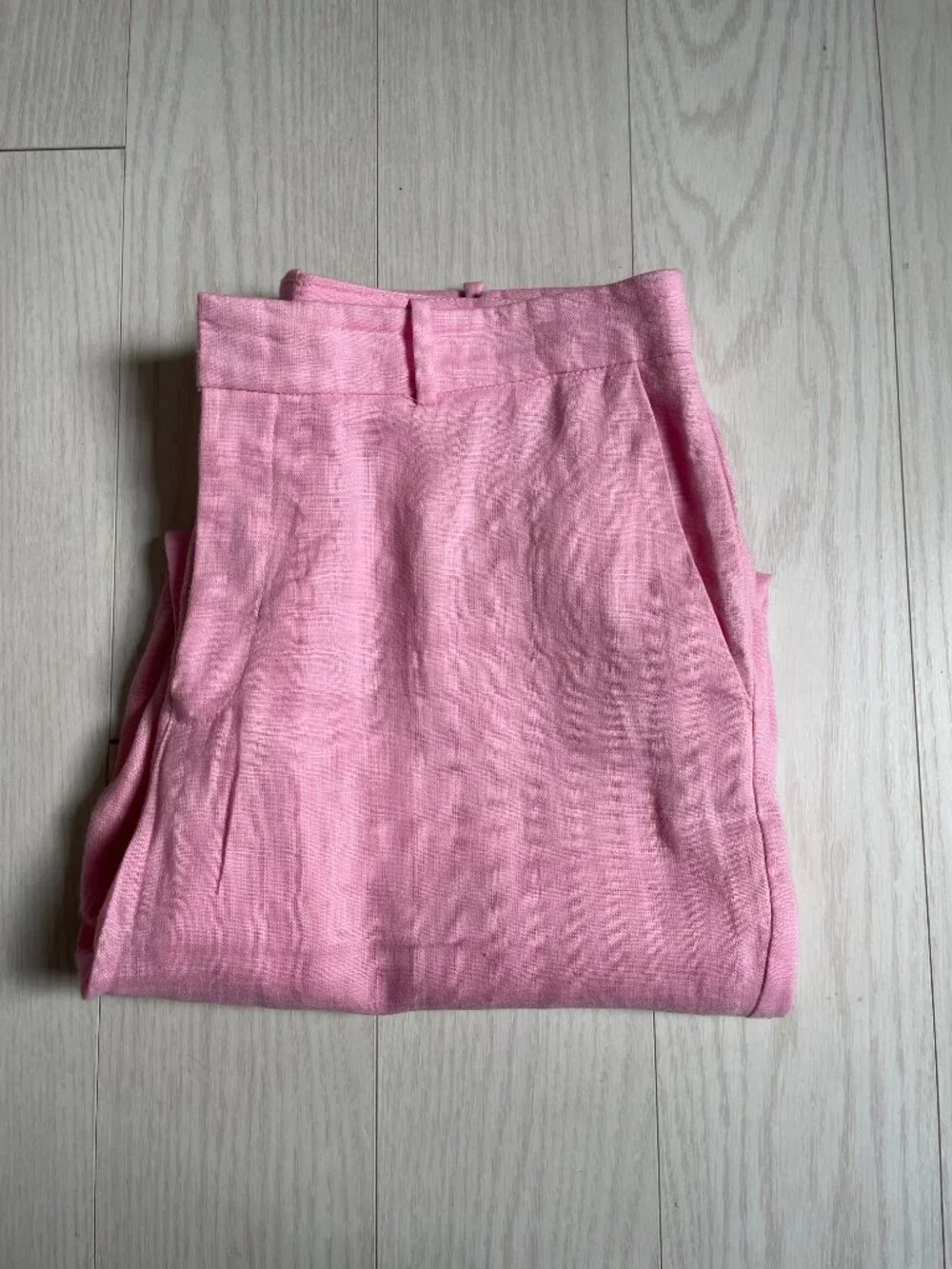 Mango Pink Linen Ankle Length Trouser — Size Large